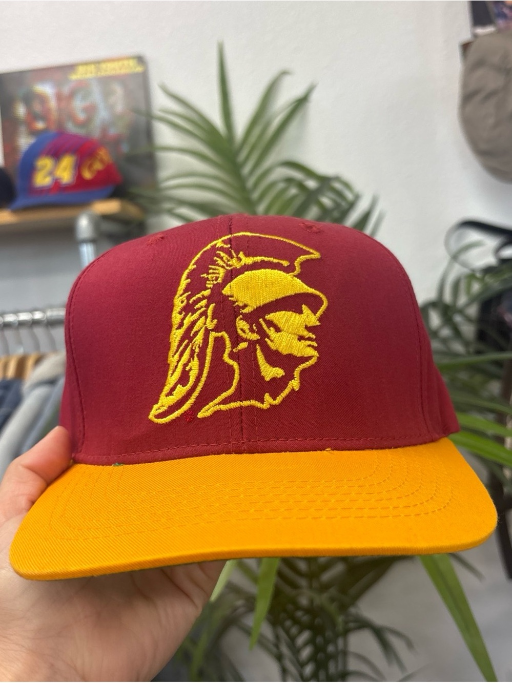 American Vintage Maroon and Gold Two-Tone Embroidered Trojan Hat